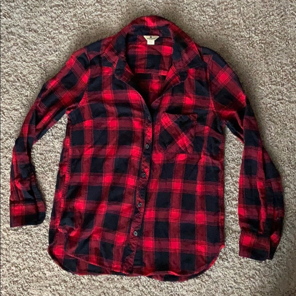 WoolRich Red & Black Plaid Shirt Very Soft Medium